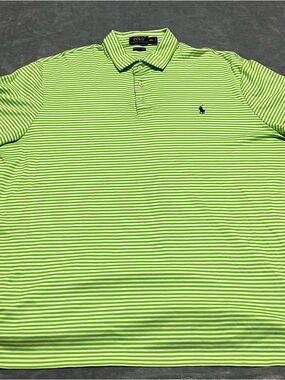 Ralph Lauren Lime Green & White Striped Polo Shirt